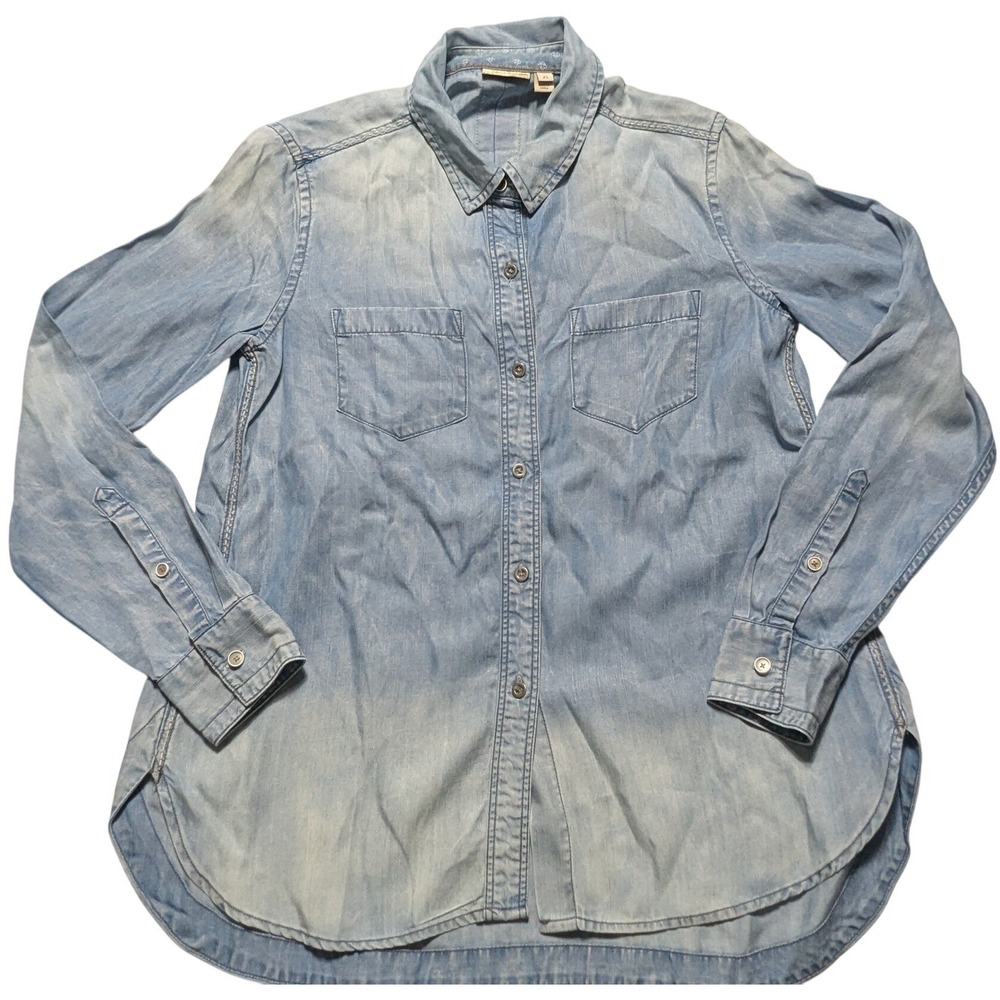 Holding Horses Anthropologie Women XS Tencel Chambray Ombre Button Down Shirt